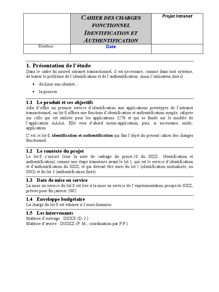 Exemple de Cahier de Charges Fonctionnel