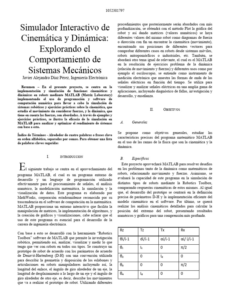 Formato Presentacion Documentos Normas Ieee | PDF | Matlab | Robot 