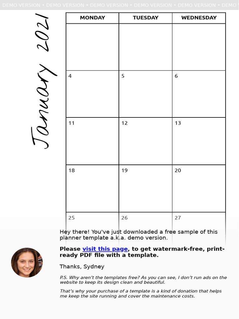Free Planner Template Demo Download | PDF