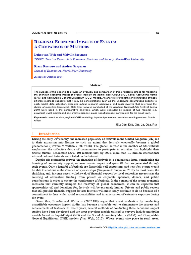 Economic Impact Models for Events | PDF | Consumption (Economics) | Demand