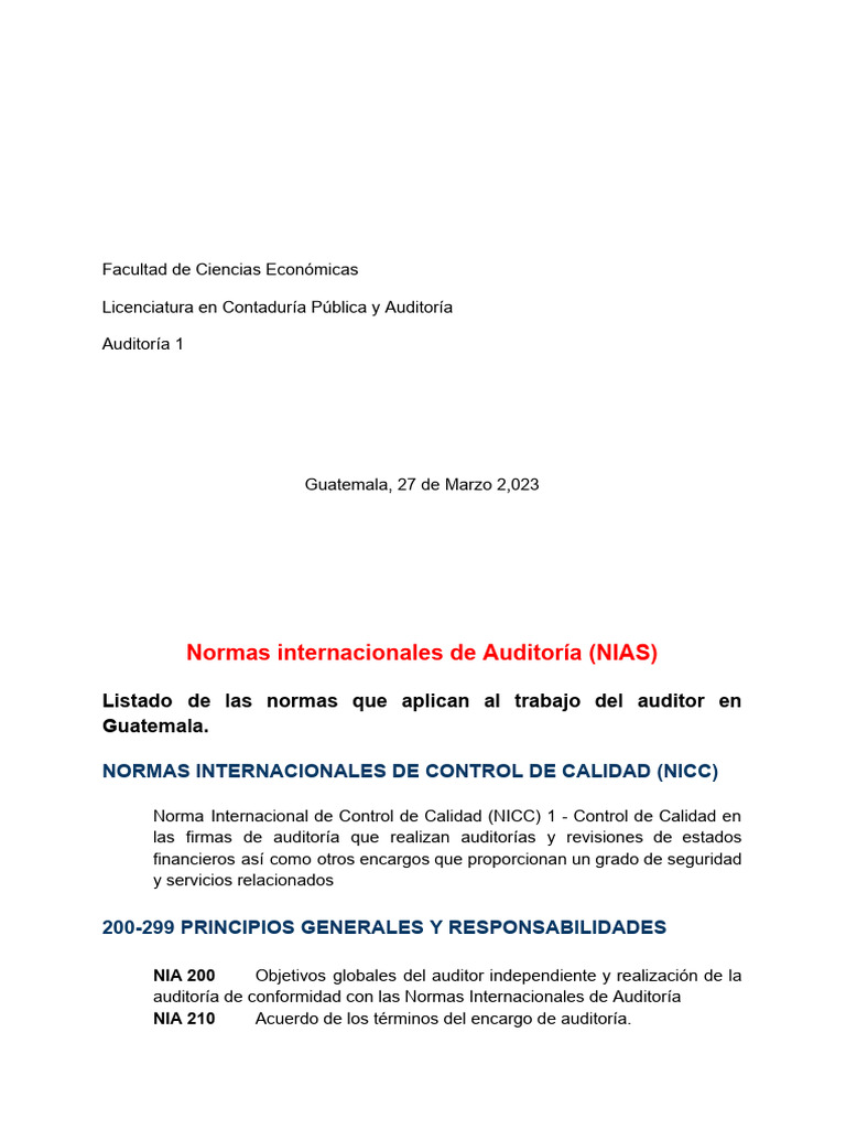 Normas de Auditoría en Guatemala | PDF | Auditoría | Contralor