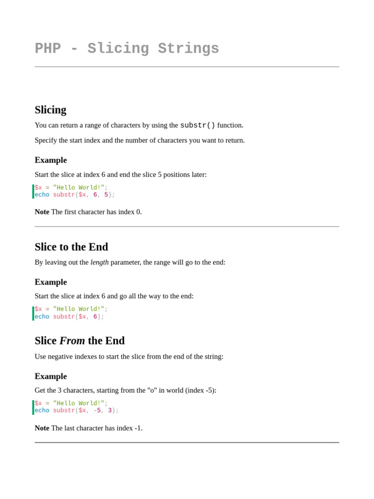 PHP - Slicing Strings | PDF | Computers