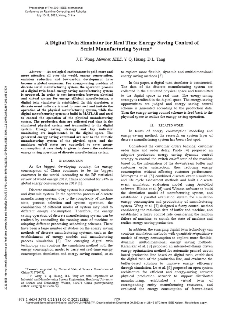 Digital Twin Simulator for Energy Savings | PDF | Energy Conservation ...
