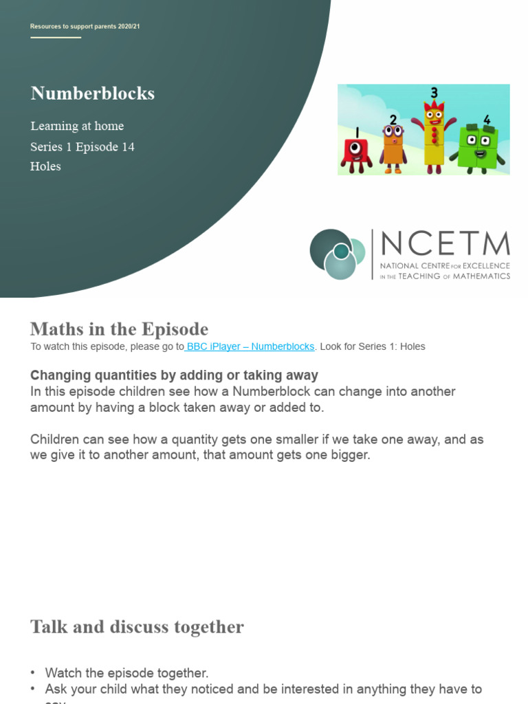 Numberblocks Maths Activities Guide | PDF | Language Arts & Discipline