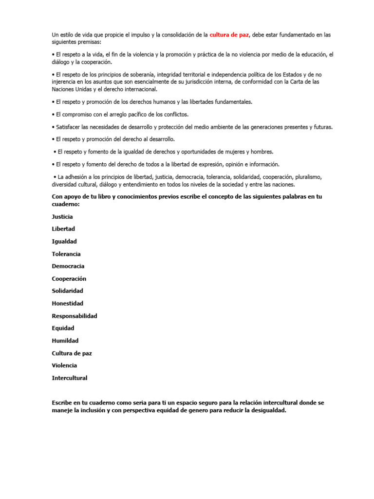 Cultura de paz y derechos humanos esenciales | PDF