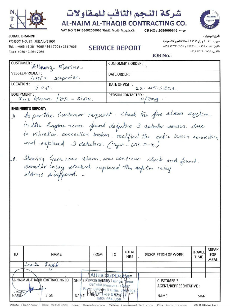 Service Report Fire Alarm | PDF