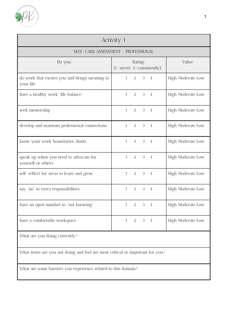 Supervisor Self-Care and Values Assessment | PDF | Goal | Reinforcement