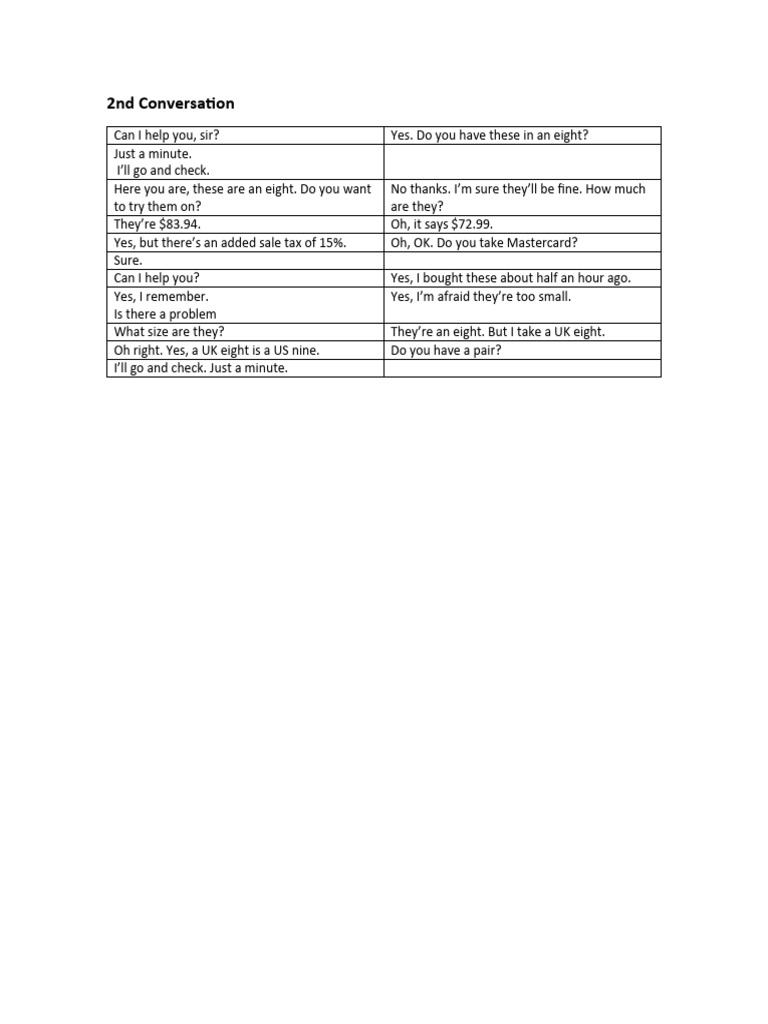 2nd Conversation | PDF