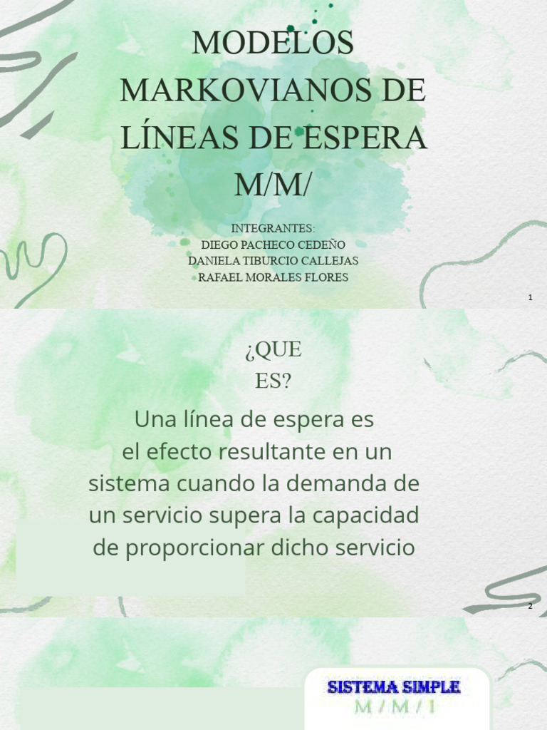 Modelos M/M/1 en Teoría de Colas | PDF | Matemáticas Aplicadas