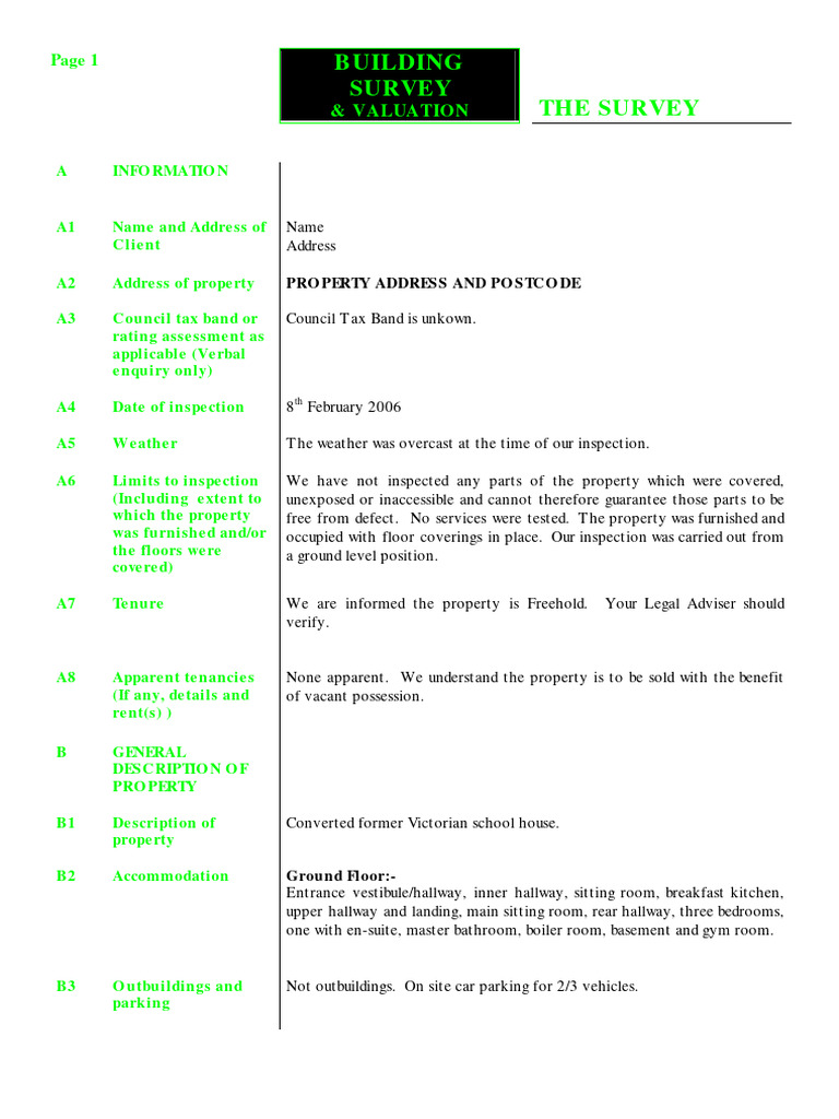 Property Survey: Condition Overview | PDF | Chimney | Wall