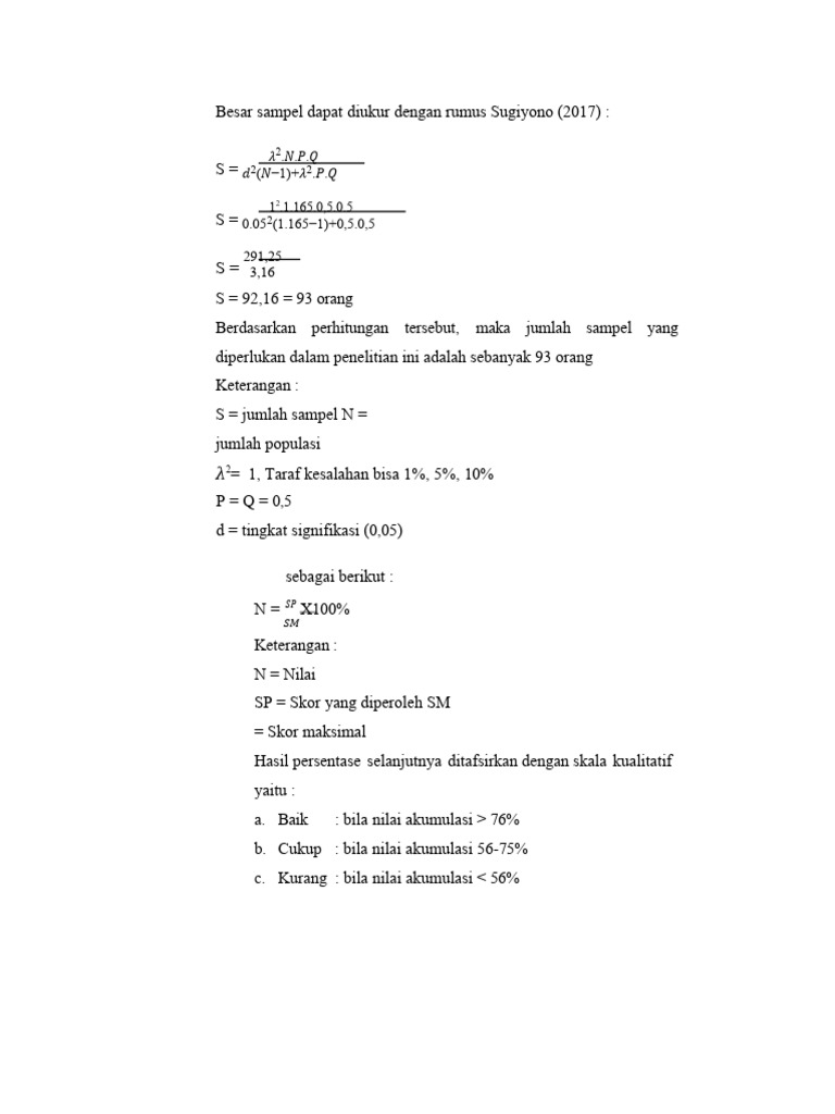 Rumus Besar Sampel Menurut Sugiyono | PDF