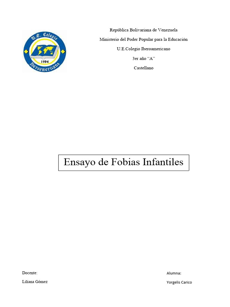Fobias Infantiles: Causas y Tratamientos | PDF | Fobia | Terapia de ...
