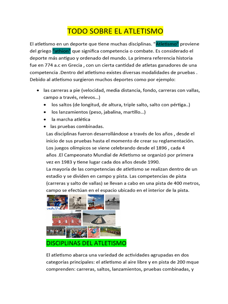 Todo Sobre El Atletismo | PDF | Deporte del atletismo | Deportes ...