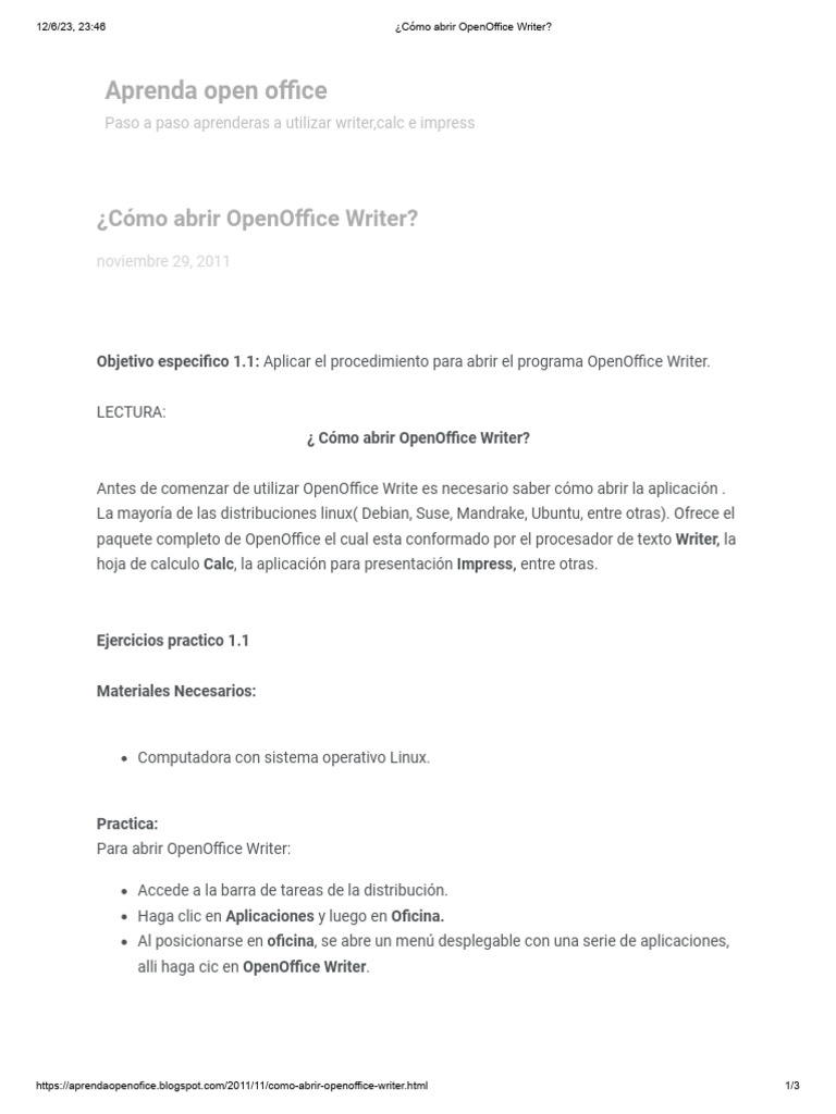 Abrir OpenOffice Writer en Linux | PDF | Software de la aplicacion ...