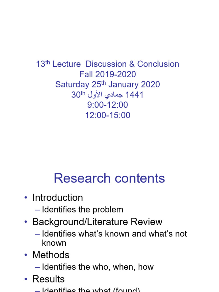 13th Lecture Discussion and Conclusion | PDF | Methodology | Theory