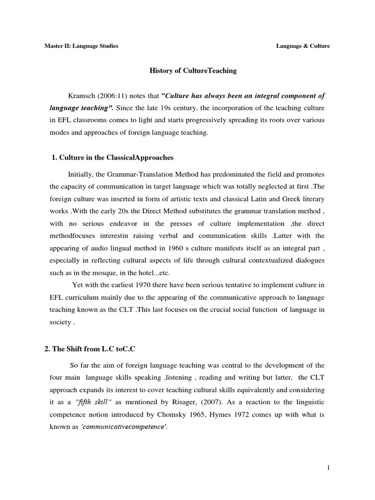 4-History of Culture Teaching | PDF | Language Education | Linguistics
