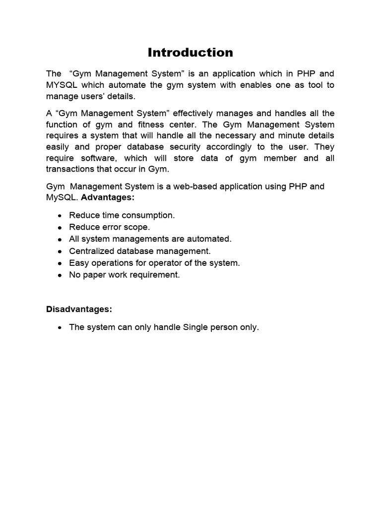 Gym Management Pdf Databases Php