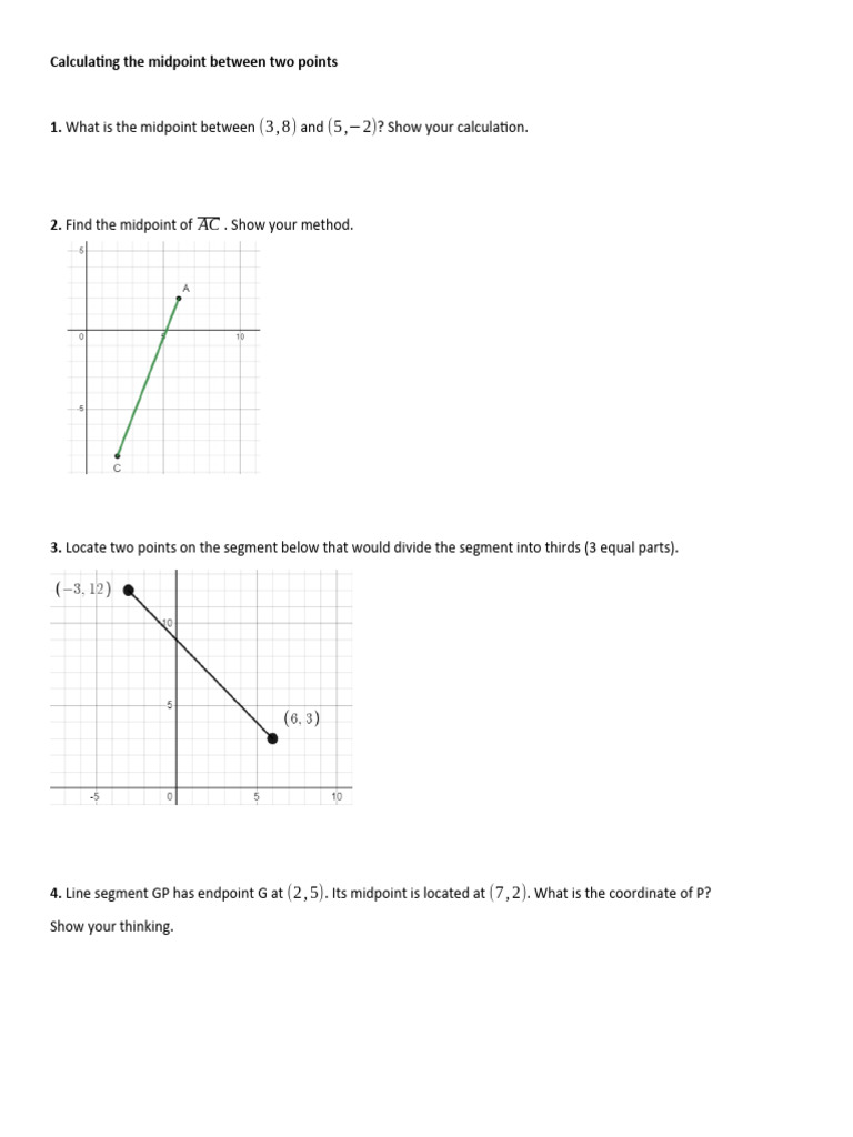 Midpoint Calculation Examples | PDF