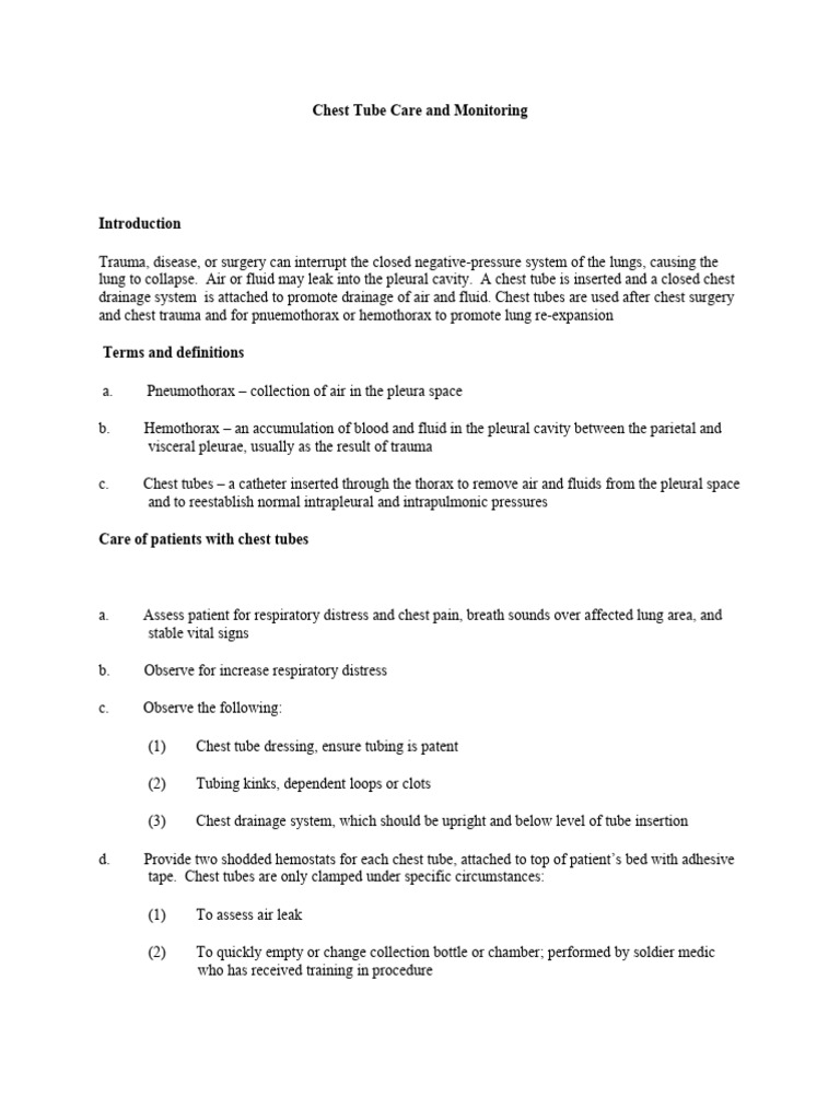 Chest Tube Drainage | PDF | Thorax | Clinical Medicine