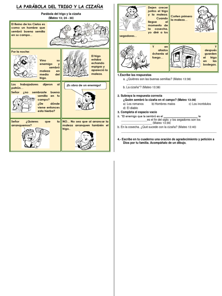 LA PARÁBOLA DEL TRIGO Y LA CIZAÑA PDF Creencia religiosa y doctrina