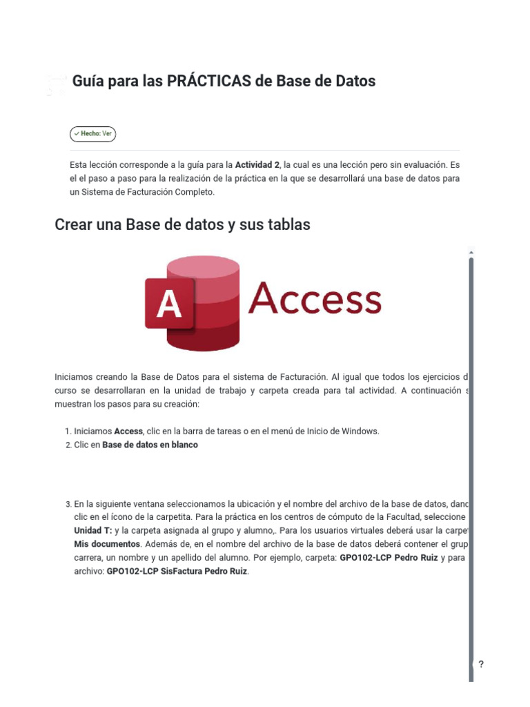 Guía para Crear una Base de Datos en Access | PDF | Ventana ...