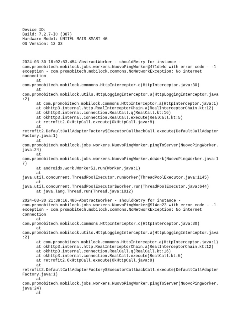 NuovoPingWorker No Internet Errors | PDF | Java (Programming Language ...