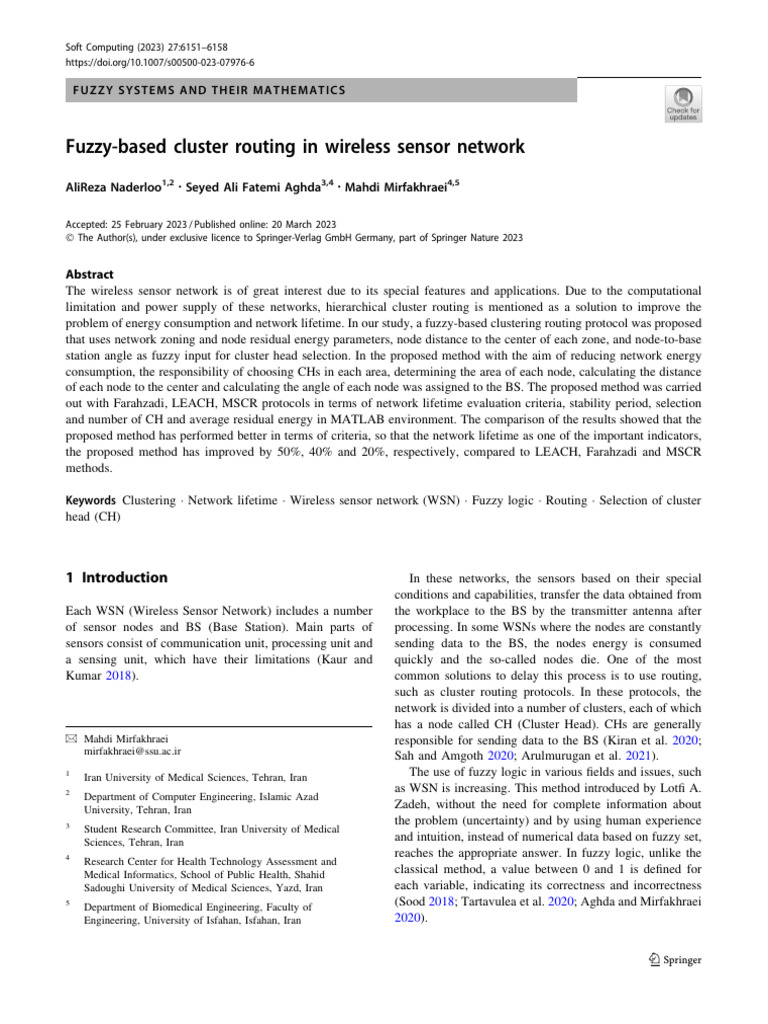 2023-Fuzzy-Based Cluster Routing in Wireless Sensor Network | PDF ...