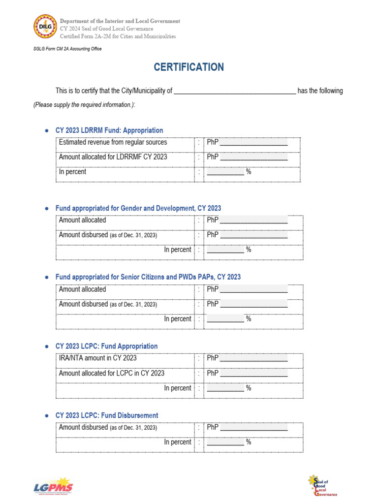 2024 Seal of Good Local Governance Form | PDF | Stairs | Emergency ...