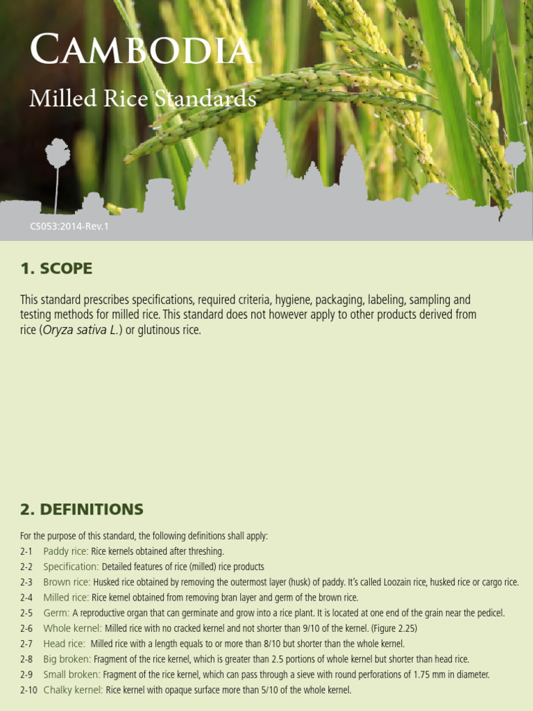 Cambodia Milled Rice Standards CS053:2014 | PDF | Rice | Staple Foods