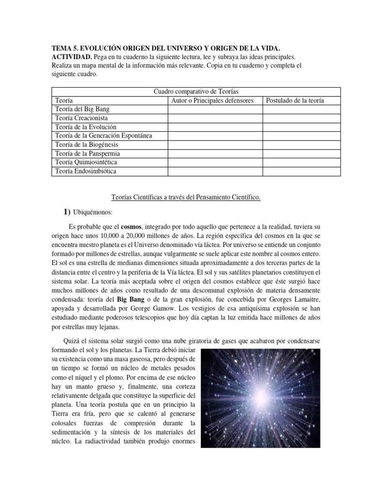 Teorías del Origen del Universo y Vida | PDF | Microorganismo | Importar