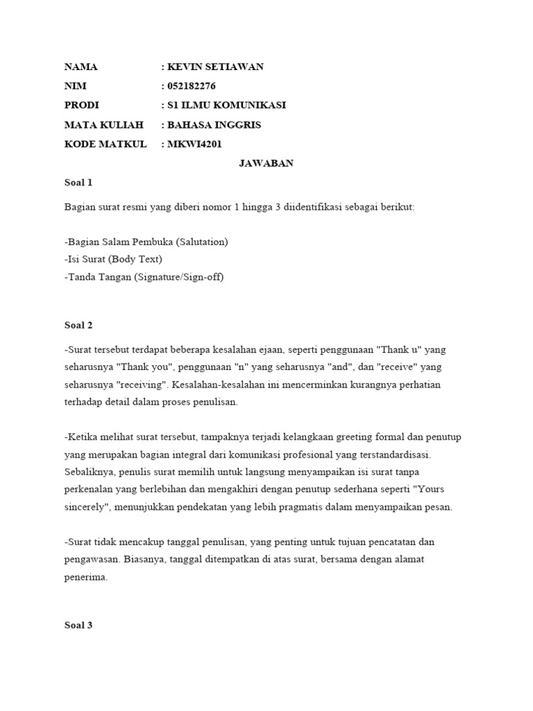 Analysis of Formal Letter Structure | PDF