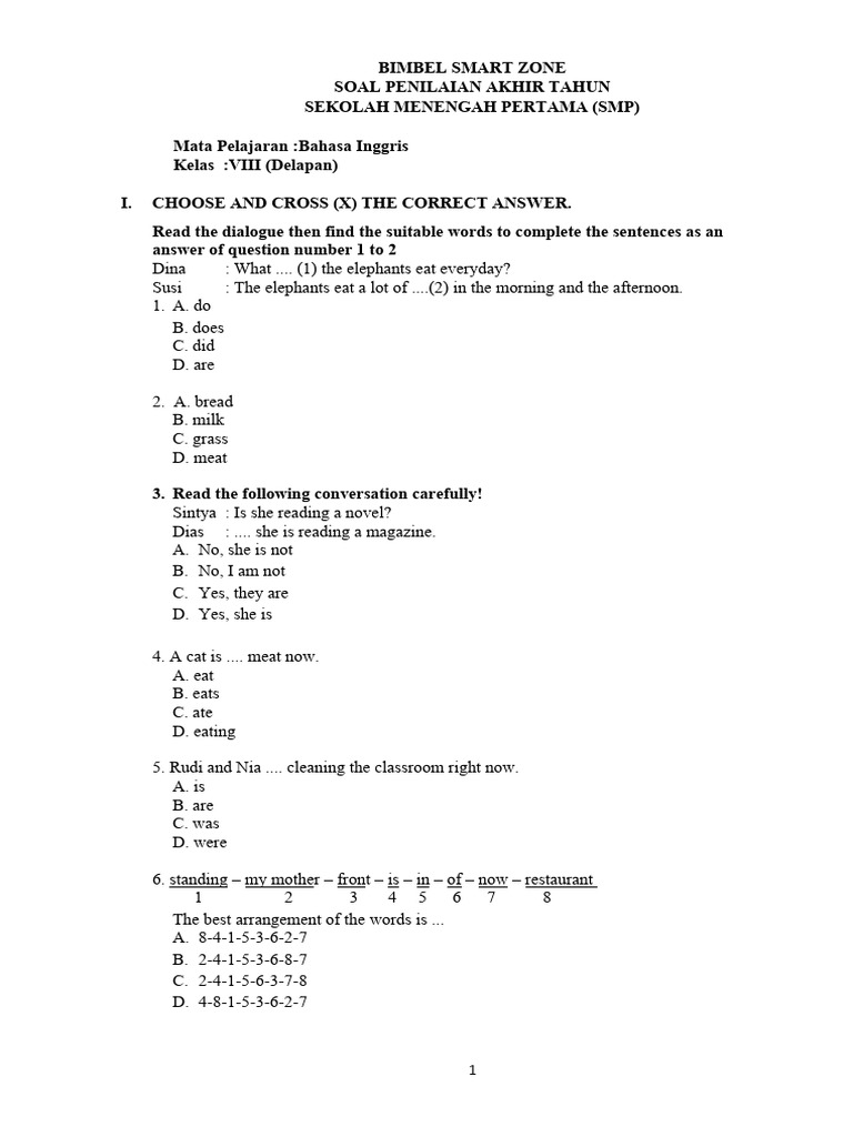 English Exam Questions for SMP VIII | PDF | Bali