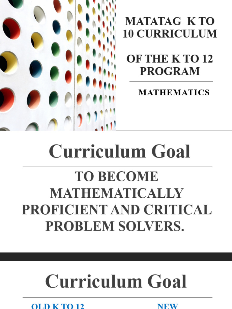 Matatag K to 10 Math Curriculum Overview | PDF | Mathematics | Learning