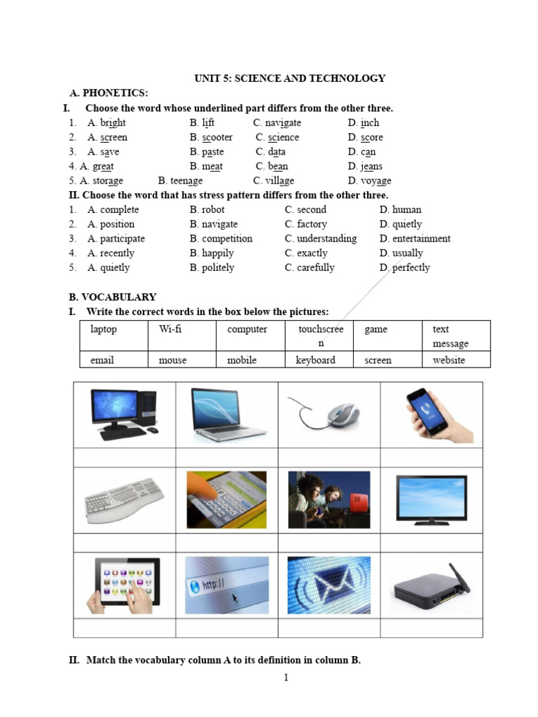 Unit 5: Science and Technology Workbook | PDF | Umbrella | Television