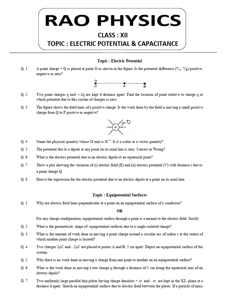 Potential Energy & Capacitance | PDF | Capacitance | Capacitor