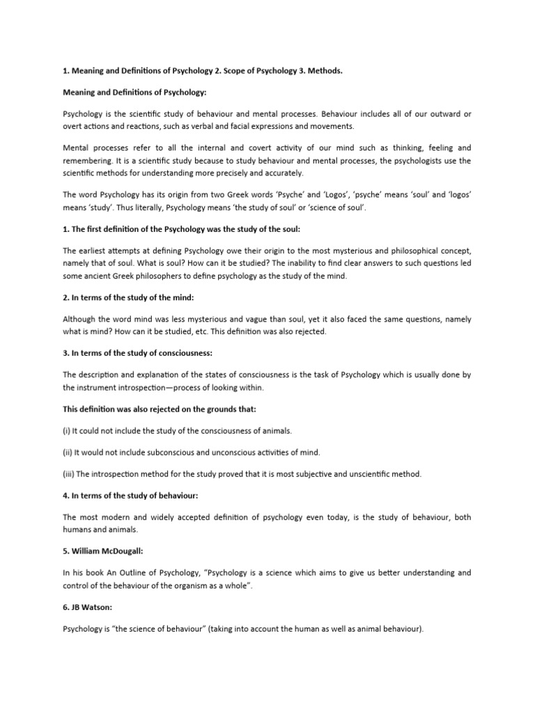 Psychology: Definitions & Scope | PDF | Psychology | Experiment