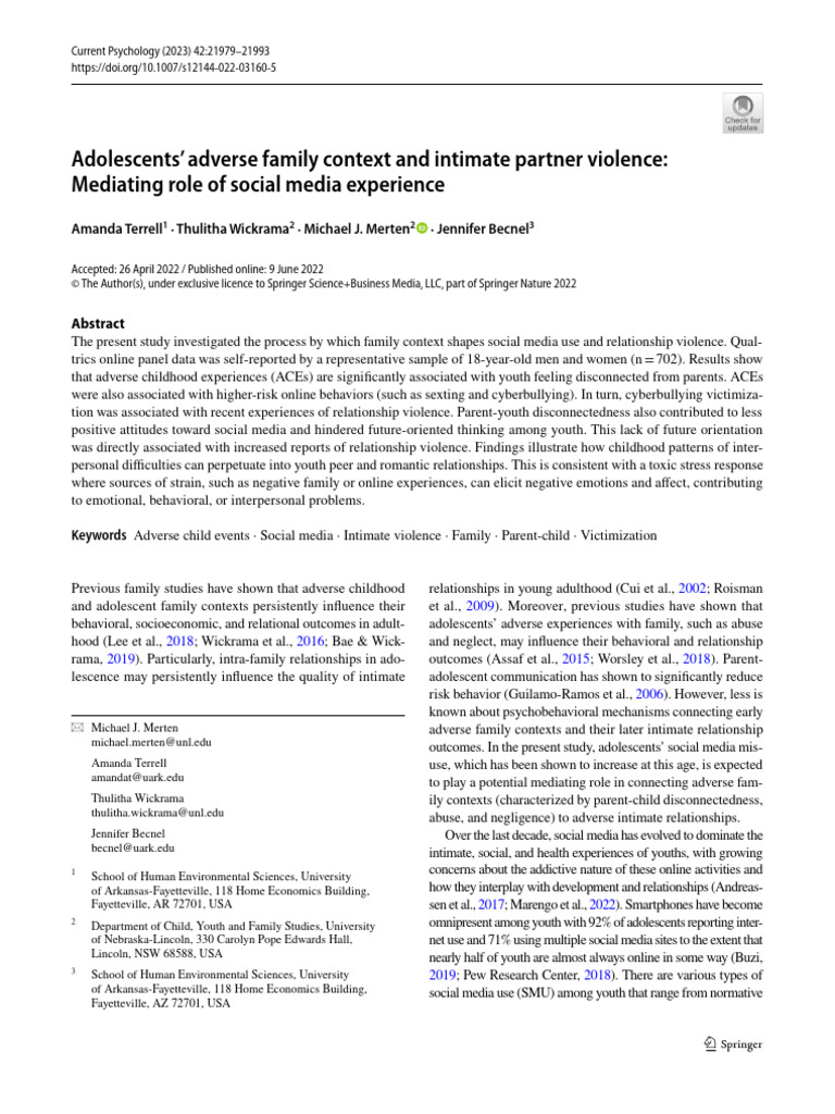 Adolescents Adverse Family Context and Intimate Partner Violence ...