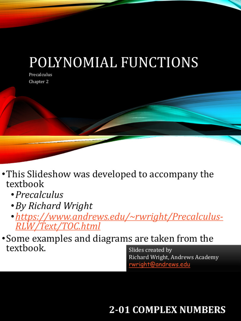 Precalculus 02 Polynomial Functions | PDF | Zero Of A Function ...