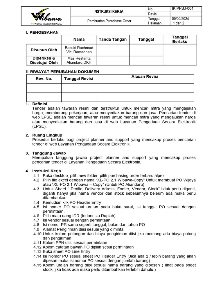 FORMAT Instruksi Kerja | PDF