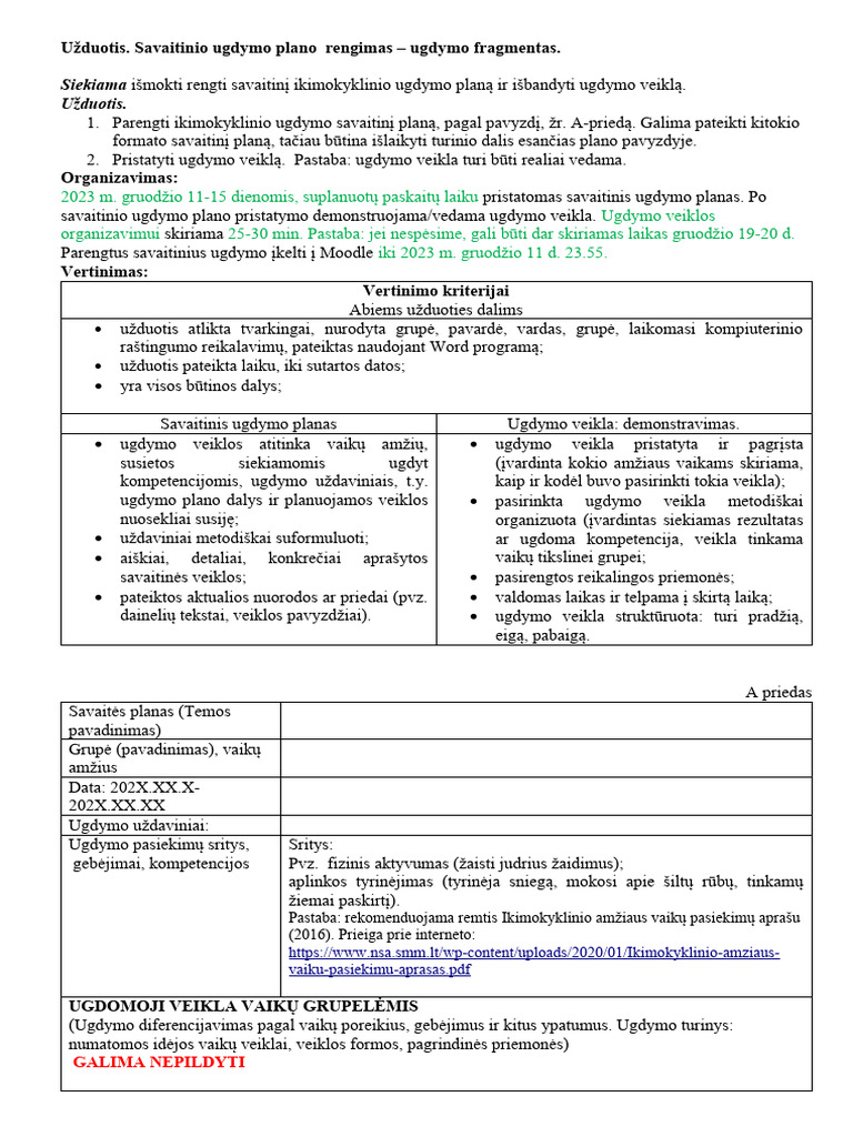 20 Proc Uzduotis Savaites Planas | PDF