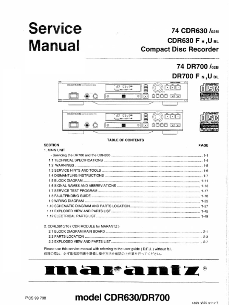 Marantz+CDR 630+Service+Manual PDF