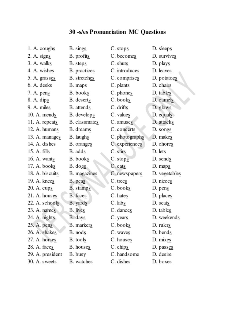 30 MC Questions - S & Es Pronunciation | PDF | Art | Poetry