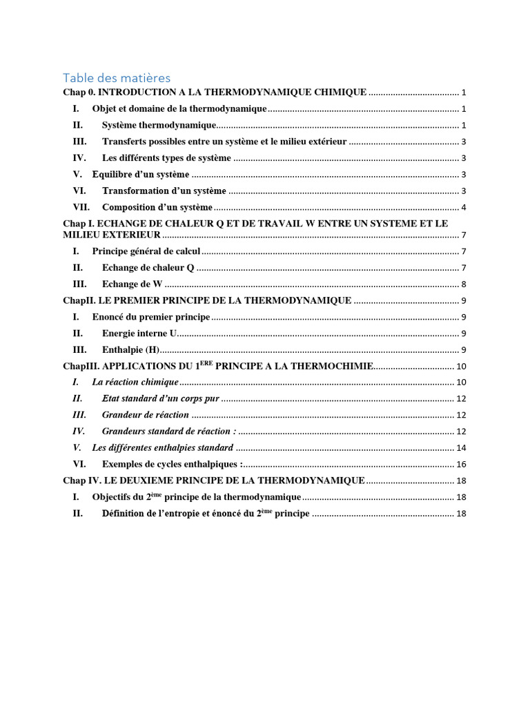 Cours Thermochimie L2 | PDF | Thermodynamique | Concentration molaire