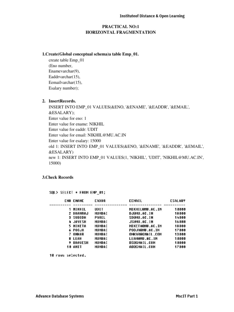 Advanced Database Systems Practical Guide | PDF | Table (Database ...