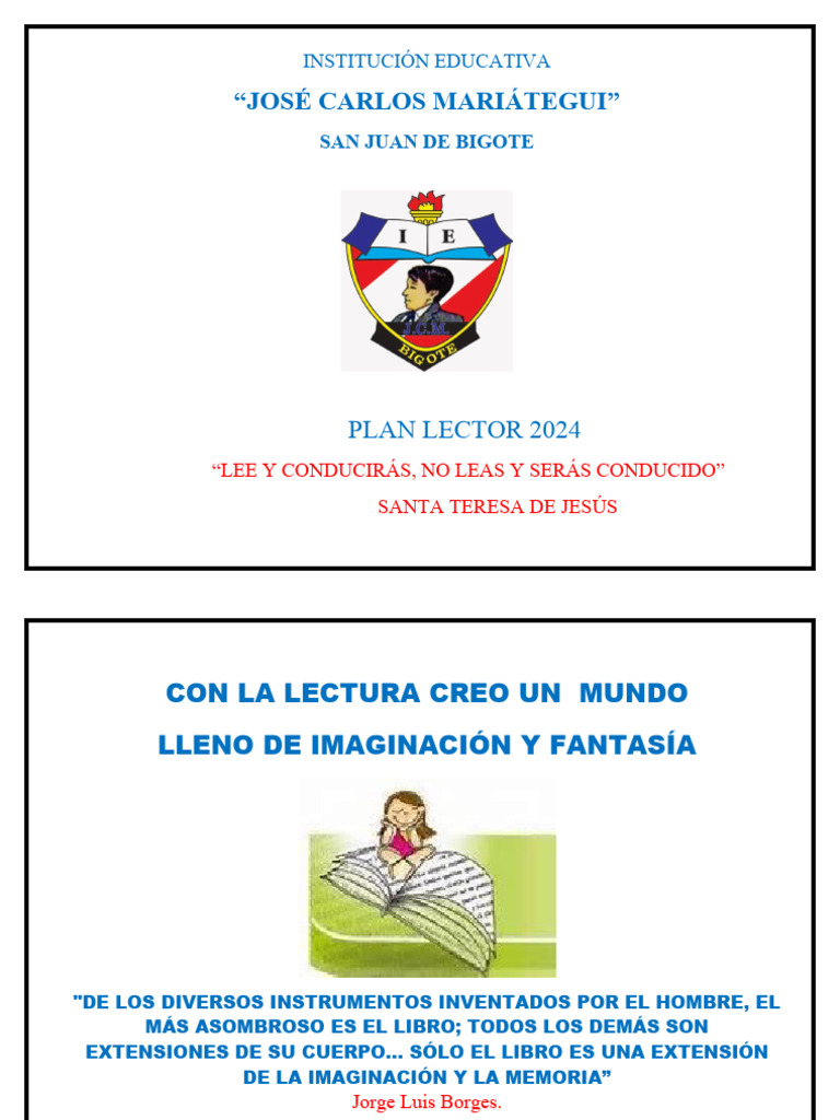 Plan Lector 2024 Imprimir Pdf Educación Primaria Comprensión Lectora