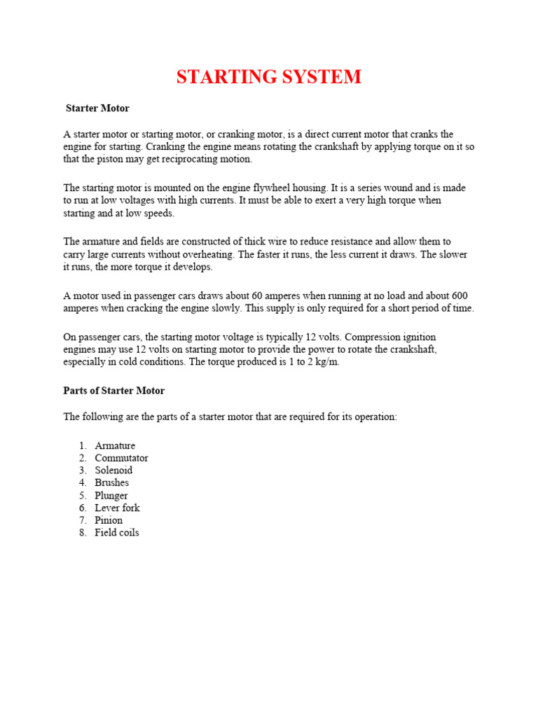 Starter Motor - Light Duty | PDF | Electric Motor | Manual Transmission