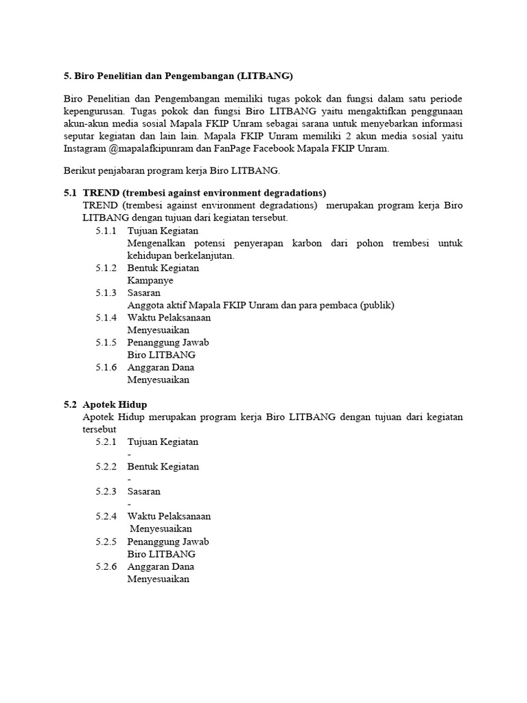 Program LITBANG Mapala FKIP Unram | PDF
