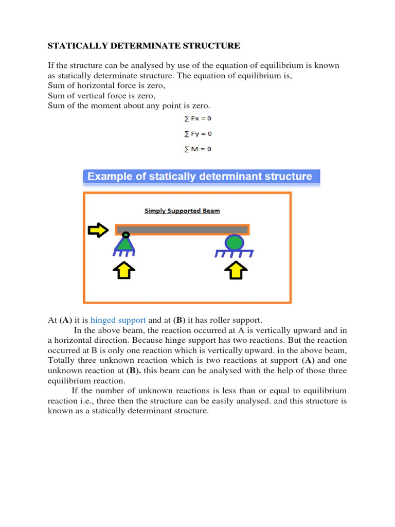 Statically Determinate & Indeterminate Structure | PDF | Science ...