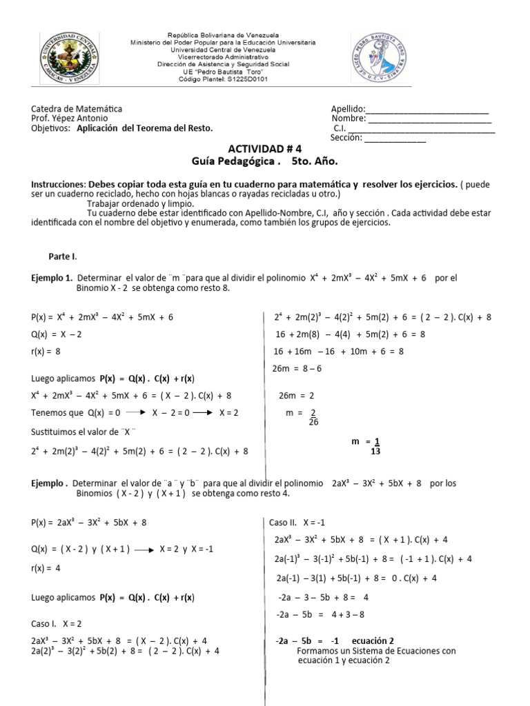 Guia 4 de Mate de 5to Año Lap 1 | Descargar gratis PDF | Objetos ...
