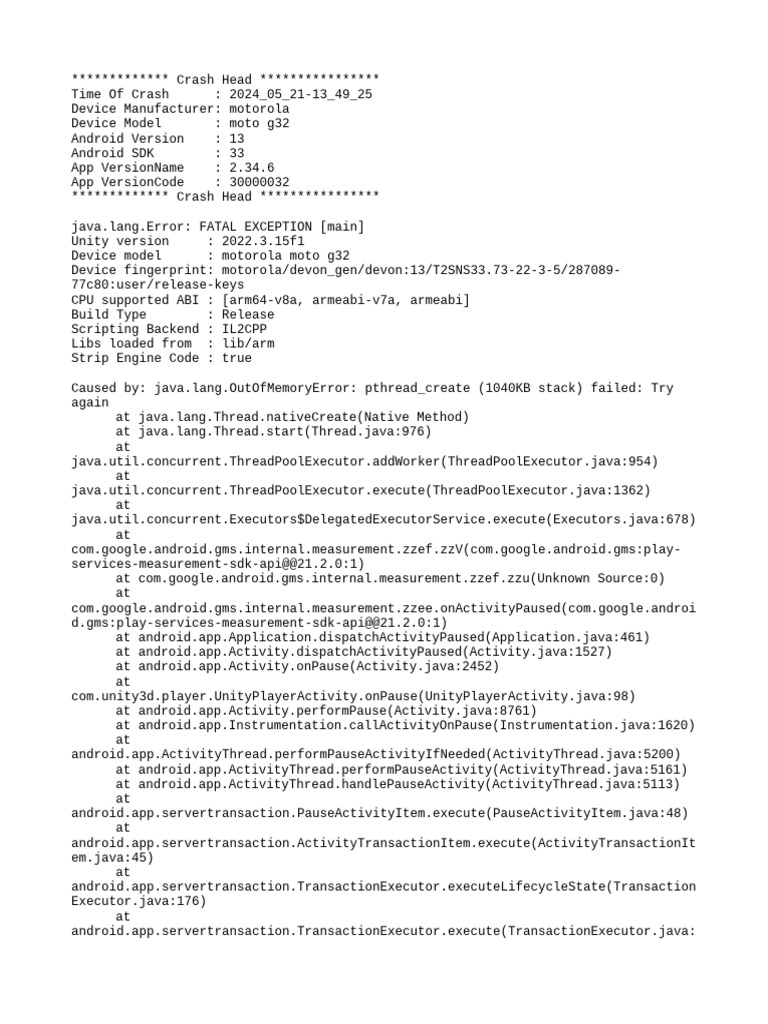 Motorola Moto G32 Crash Report | PDF | Android (Operating System ...